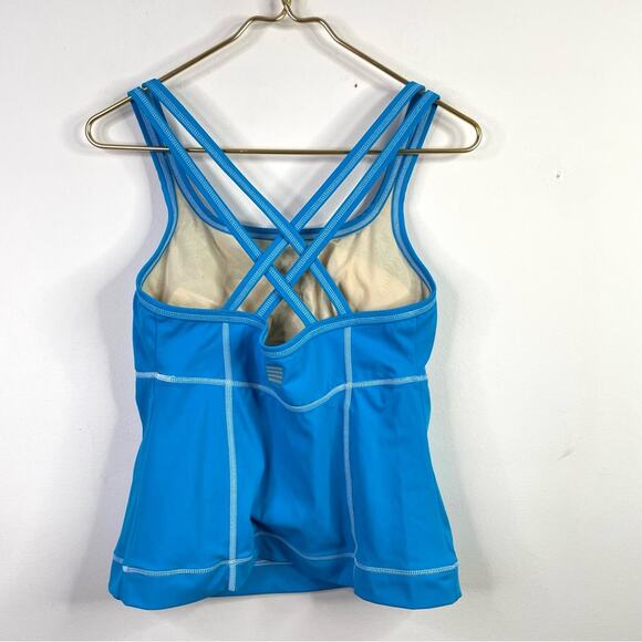 Lands End Bright Aqua Blue Strappy Modest Tankini Swim swimsuit top womens 8 M - Picture 6 of 9